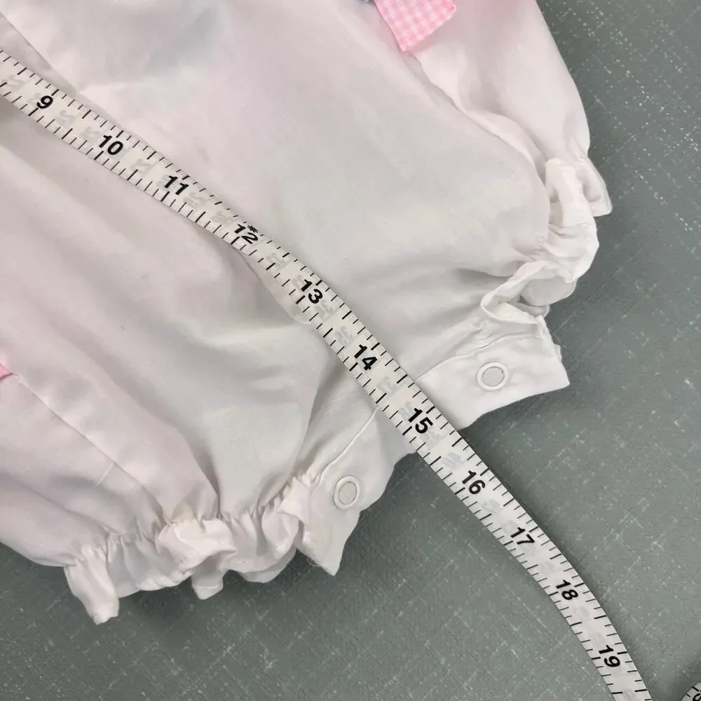 Vintage Pastel Ruffle Bow Sunsuit Romper 6-9 Months